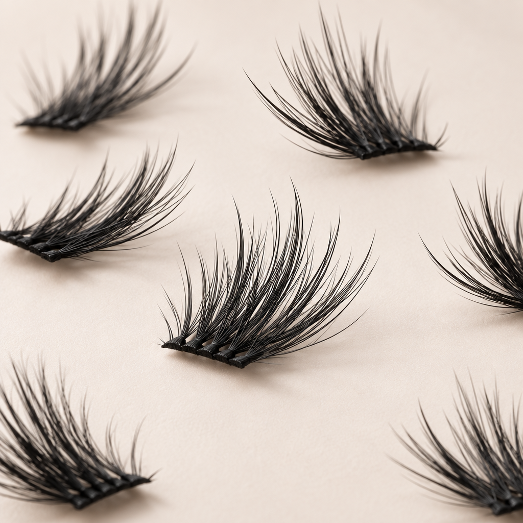 Macro photo of DIY eyelash clusters